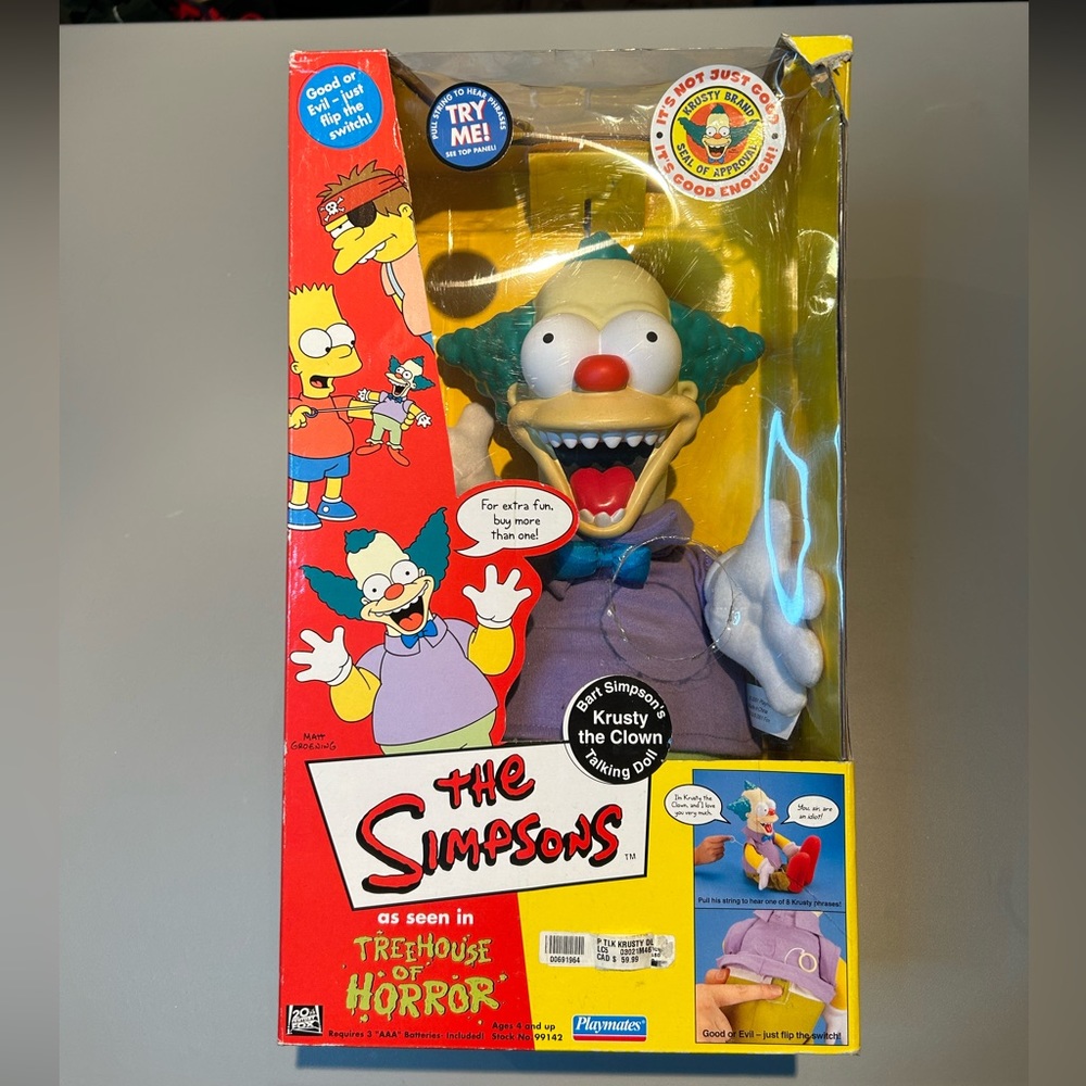The Simpsons Krusty the Clown Talking Doll Treehouse of Horror Y2K Rare